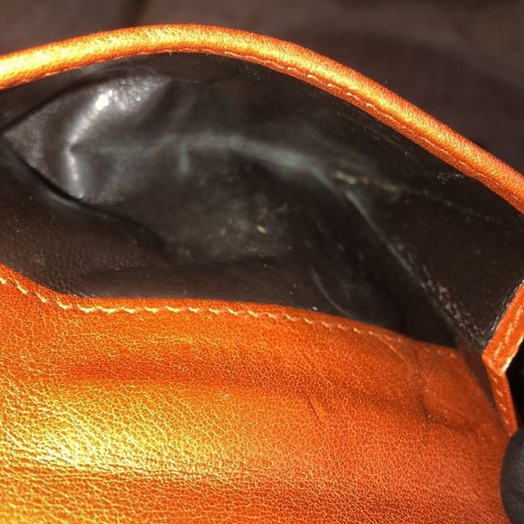 GUCCI GG Monogram Orange Leather Tan Canvas Trifold Wallet Vintage AUTHENTIC - Picture 15 of 17